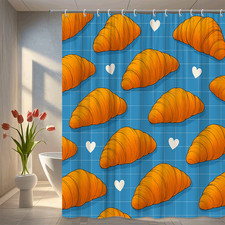 Cute Orange Croissant Shower Curtain for Kitchen or Bathroom