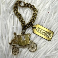 Vintage COACH y2k Carriage Brass Hangtag Bag Charm Key Fob