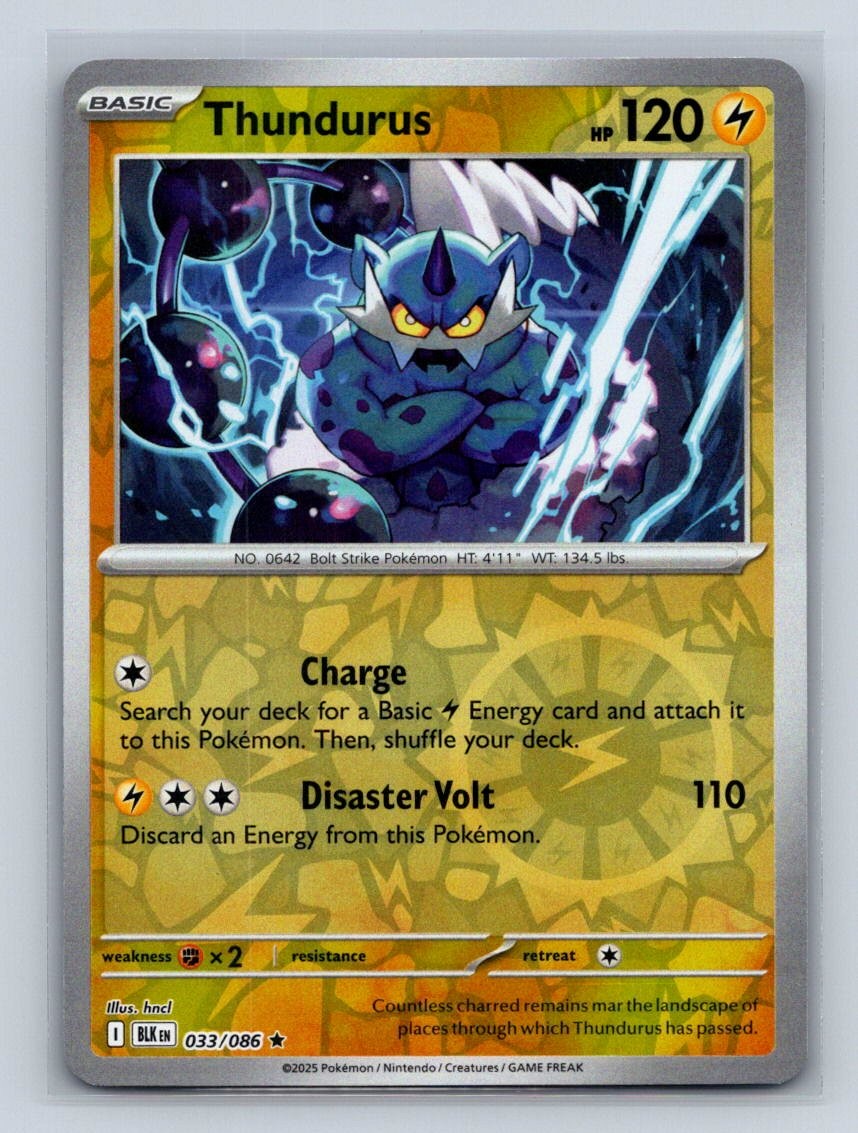 Thundurus Reverse Holo #033/086 SV: Black Bolt NM Pokemon TCG