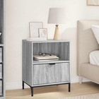 Bedside Table Grey Sonoma Engineered Wood 49x36x61cm Drawer Shelf  Stylish