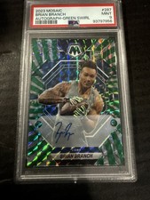 2023 Mosaic Rookies Green Swirl Prizm /15 Brian Branch PSA 9 MINT Rookie Auto RC