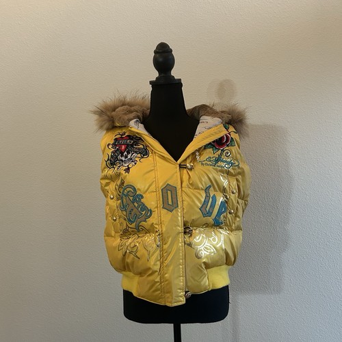 Ed Hardy Gilet Donna Multi Gilet Bomber Giacca Vintage Xl
