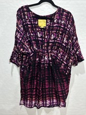 Maeve Anthropologie Pink Purple TieDye Printed Tunic Shift Dress Size S Pockets