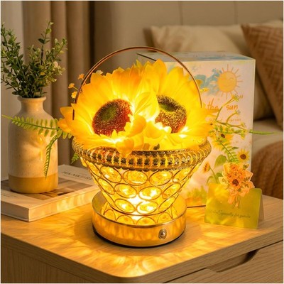 Pearl Sunflower Lamp Cordless USB Rechargeable LED Night Light Touch Control