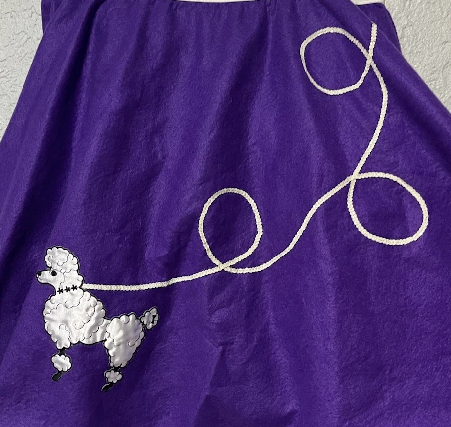 "Falda caniche púrpura Big Notes vintage talla XL longitud 24"" cintura elástica 38-50 fieltro" Foto 2 de 4