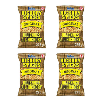 Hostess Hickory Sticks Original Potato Chips 275g Smoky Canadian Snack (4 Packs)