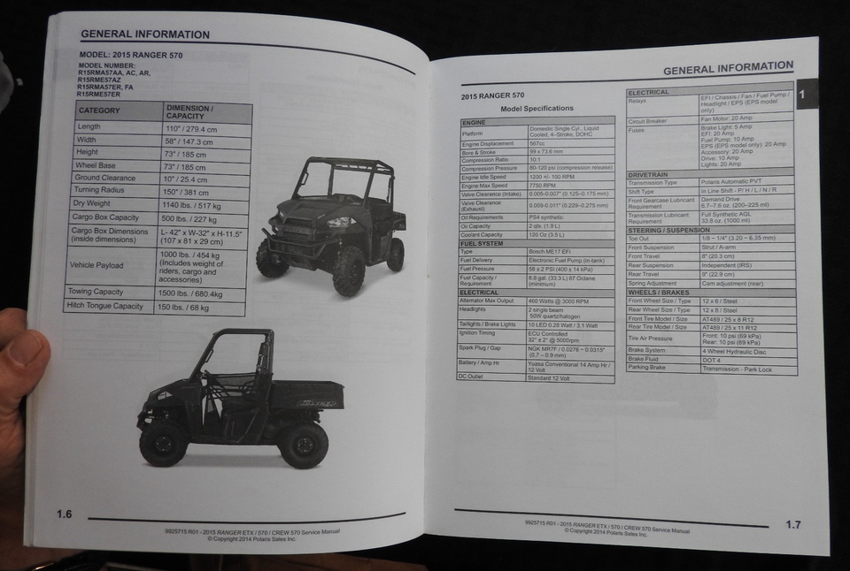 2015 Polaris RANGER ETX 570 & Crew UTV ATV Service Repair Manual MINTY ...