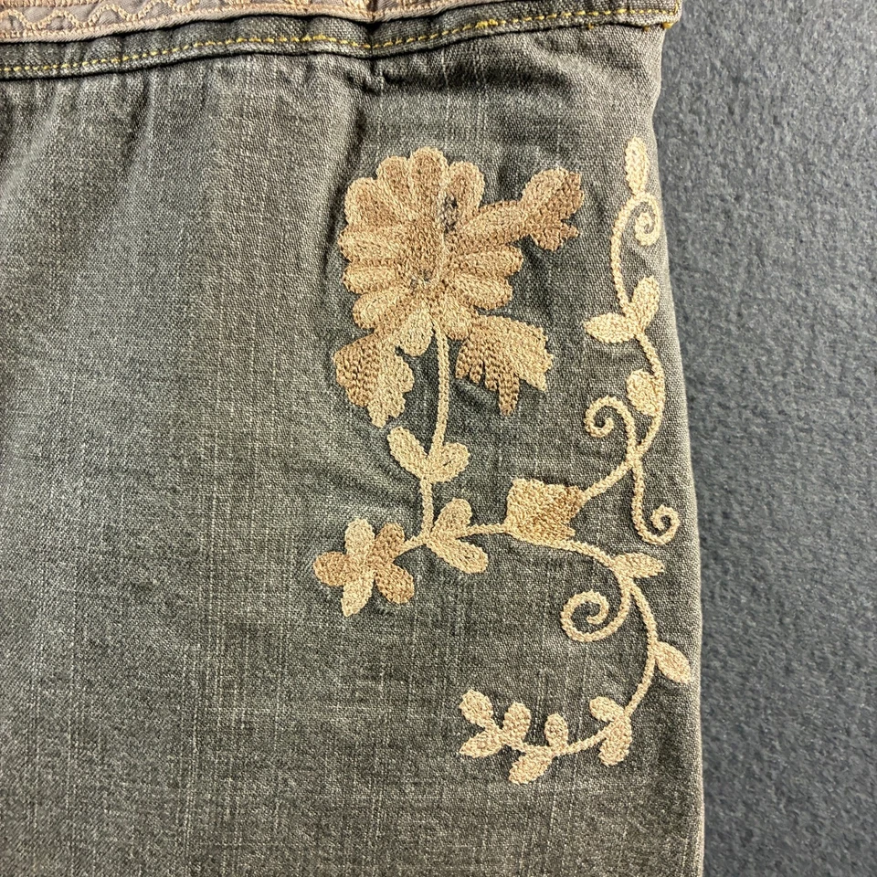 vtg women midi skirt 14 denim embroidered western fairy grunge whimsigoth - Image 2 of 4