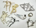 Vintage Modernist Dancer Figural Brooch Pins & Ring Lot 8pc 925 Onyx