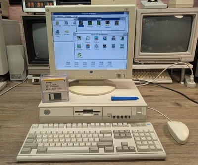 IBM PS/2 Model 55 SX 486 SLC2 50MHz Reply Board CF 512MB DOS Windows 3.1 8MB RAM