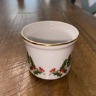 Christmas Holly Candle Holder Porcelain With Holly And  Gold Trim Japan Vtg 2”