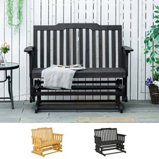 Outsunny Outdoor Glider Chair, 2 Person Wood Rocking, Armrests