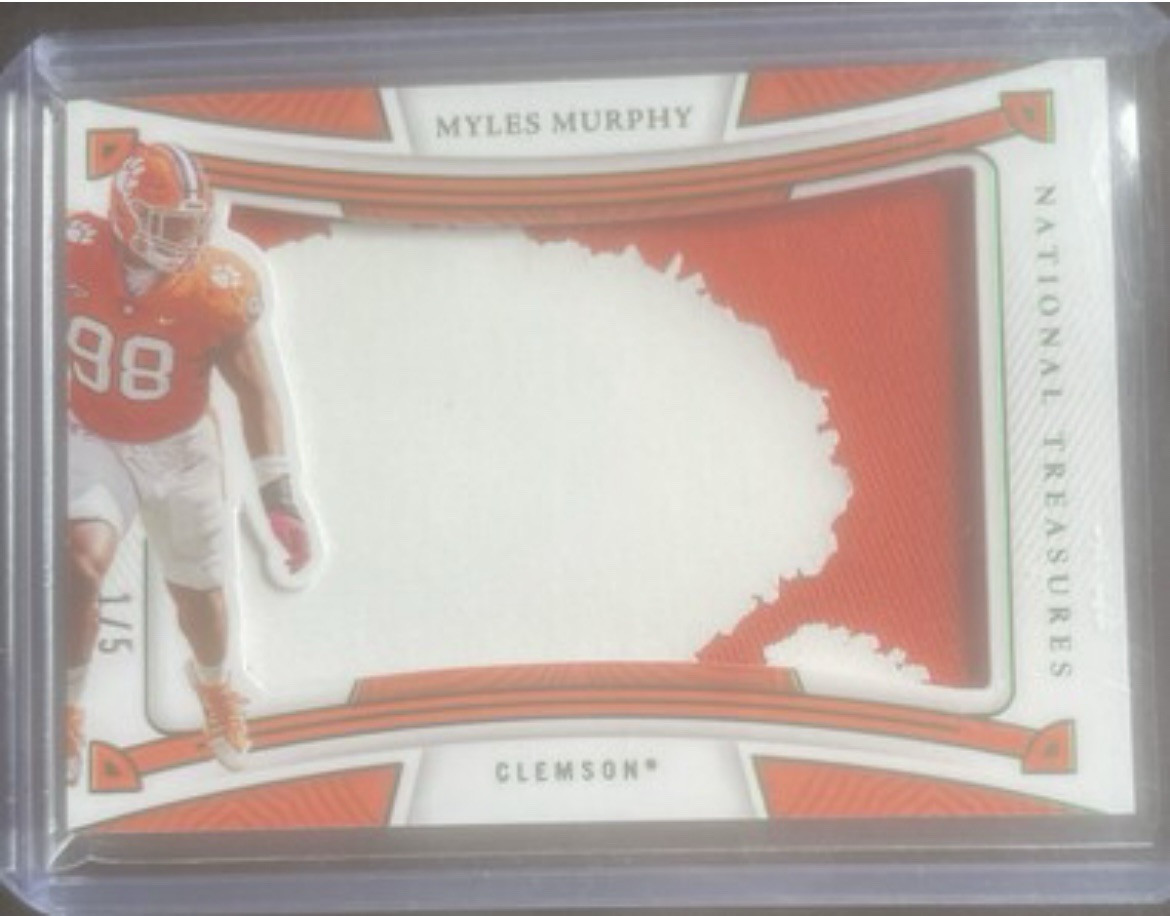 Myles Murphy 2023 National Treasures Clemson Logo Patch 1/5 Emerald Rookie Card