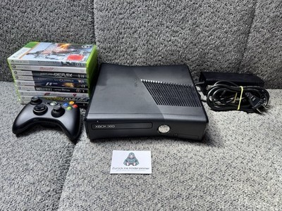 Xbox 360 Slim 250GB Schwarz mit Controller & 9 Spiele