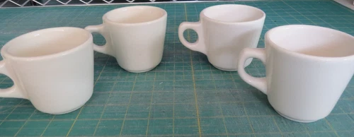 4 Vintage Buffalo China Restaurant Diner Ware Coffee Cups Mugs 3" 6oz. Ivory