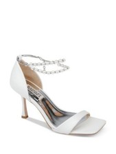 BADGLEY MISCHKA Womens Ivory Loretta Open Toe Stiletto Leather Pumps Shoes 9.5