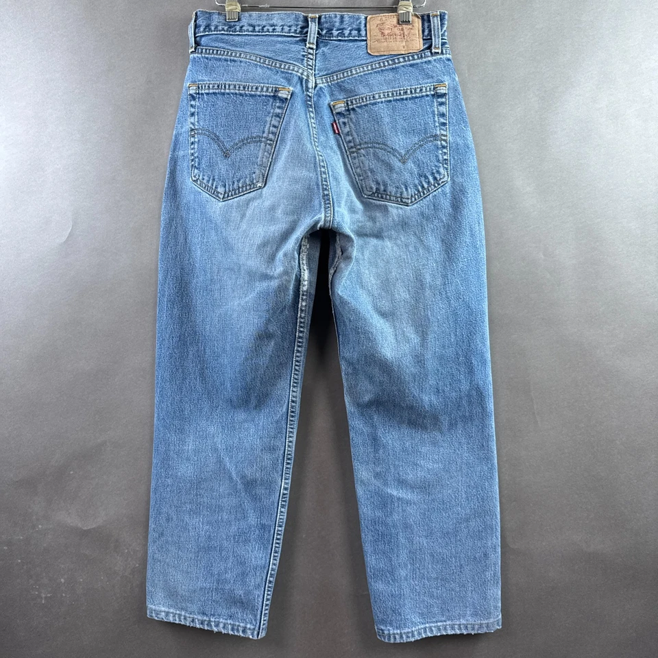 Vintage Levis Jeans Men 30x27 Blue 508 Button Fly Pant Distress Faded (Tag30x32) - Image 4 of 4