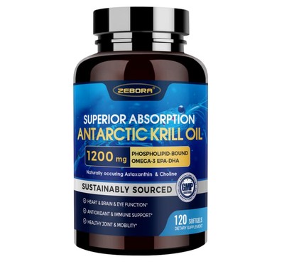 Krill Oil 1200 mg Omega 3 Supplement, Krill Oil Omega 3 with High Absorption and
