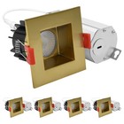 LUXRITE 2" Square LED Recessed Spotlight with Brass Trim 8W 600 Lumens, 5CCT 4PK