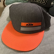 grey and orange KTM snapback flat brim hat