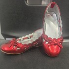 Gymboree - Ruby Red Shiny Heart Eyelet Bow Flats Shoes - Toddler (Size 9) — photo 2