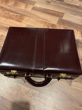 Vintage Burgundy Leather Briefcase Hard-Sided w/ Handle Organizer Interior
