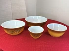 Vtg Pyrex Old Orchard Nesting Brown Mixing Bowls  401 402 403 404 Set Of 4