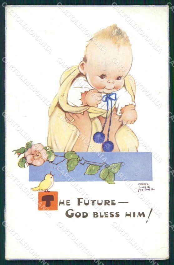 Cartolina Mabel Lucie Attwell serie 1500 PIEGHINE LEGGERE PIEGHE cartolina TC0312