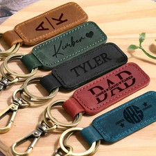 H PU Leather Keychain Engraved Logo Vintage Personalized Men Women
