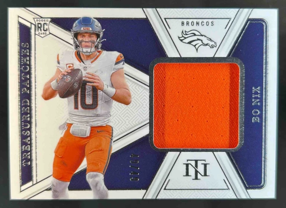 Parche Panini National Treasures Bo Nix Treasured Rookie RC #49/49 Broncos 2024