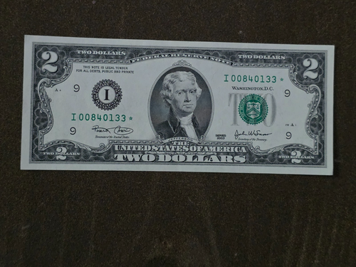 2003 $2 dollar star note I00840133* UNC ungraded uncertified