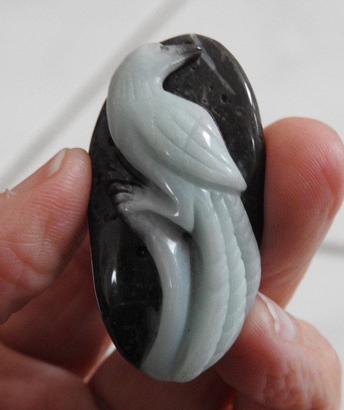 AMAZONITE on matrix BIRD CARVING for pendant carved gemstone