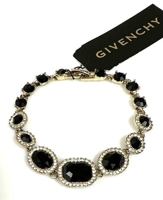 Givenchy Black Crystal Pavé Halo Gold-Tone Flex Bracelet NWT | eBay