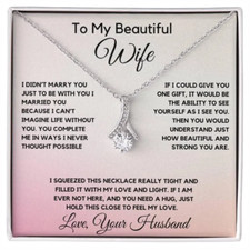 To My Wife Necklace With Message Card, wife gift from husband, Gift For Her