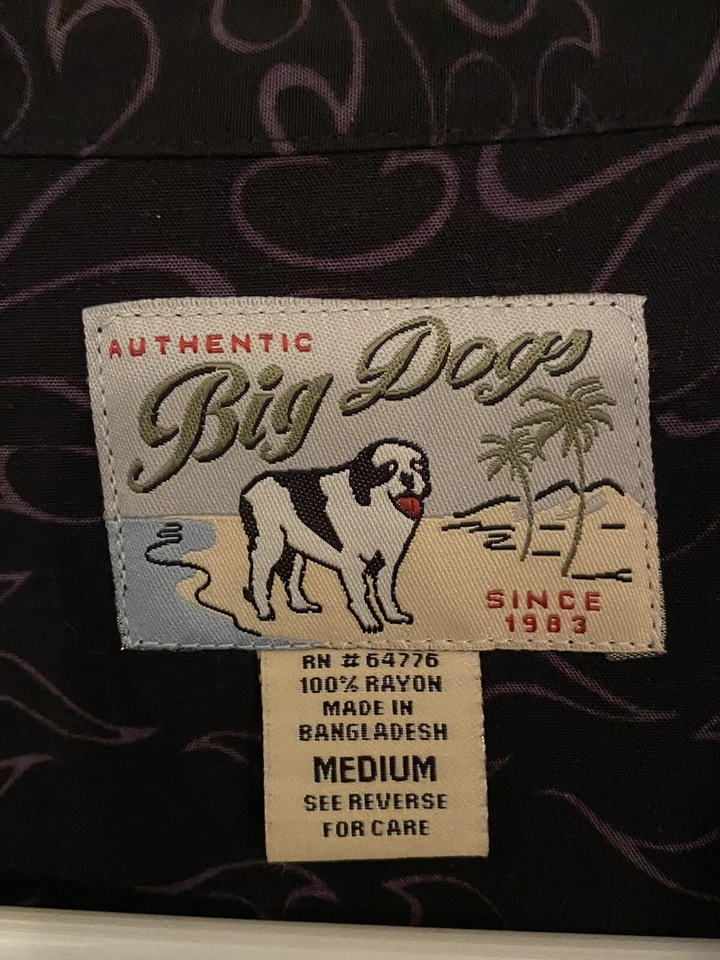 Camisa vintage Big Dogs llama abstracta negra para hombre mediana Foto 3 de 4