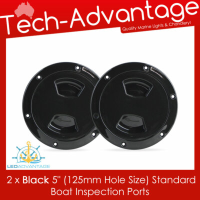 2 x Black 5'' Boat Marine Caravan INSPECTION View Port Water Oil Petrol Screw In