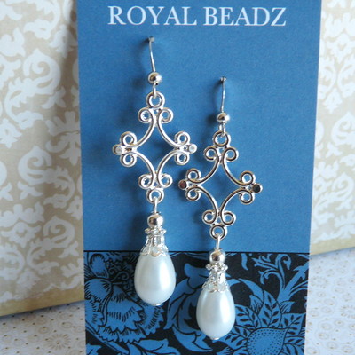 Wedding Bridal Earrings - Clear Crystal Teardrop Silver Dangle Earrings For Bride & Bridesmaids 2 thumbnail image