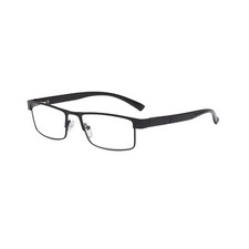 1 Pack Mens Rectangular Metal Frame Classic Reading Glasses Spring Hinge Readers