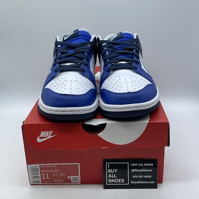 Size 11 - Nike Dunk Low Game Royal Navy Blue White Leather Suede