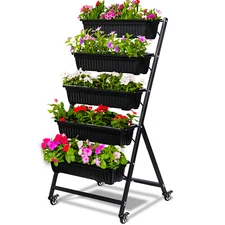 Cerbior Patio Vertical Herb Planter Garden Elevated Raised Bed Vegetable 5 Boxes
