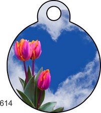 Pet Tag Personalized Pet ID tag for Dog and Cat ROUND Tag Unique cute Pink Heart