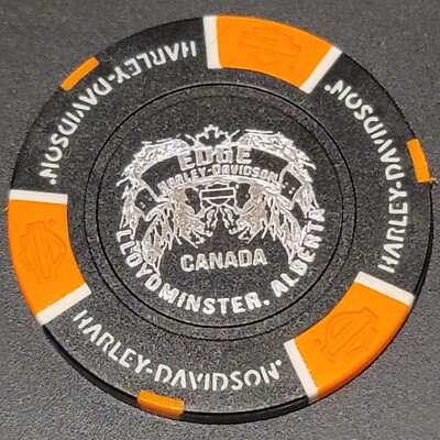 EDGE HD ~ CANADA ~ (Black/Orange) International Harley Poker Chip (CLOSED)