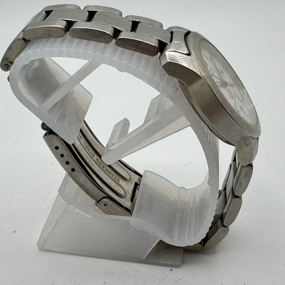 Swiss Army Solomon Br Quartz Watch Women 100m Silver White Date New Batter 6.75" - image 3 of 4