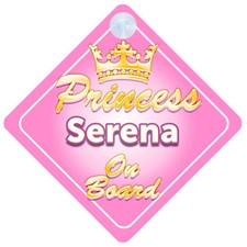 Crown Princess Serena On Board Personalised Baby Girl Car Sign