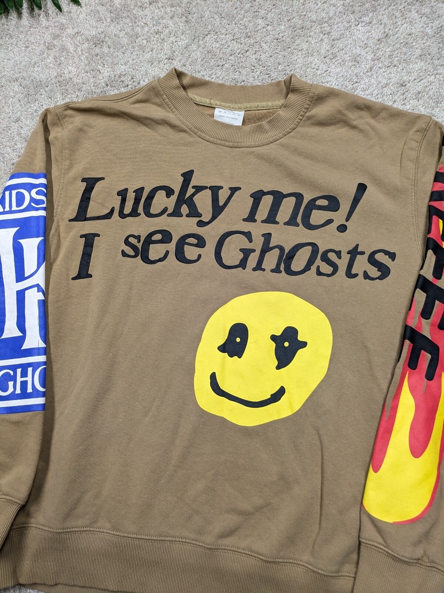 I See Ghosts Sweatshirt Mens S Small Tan Pullover Cotton Lucky Me Camp Flog  Gnaw