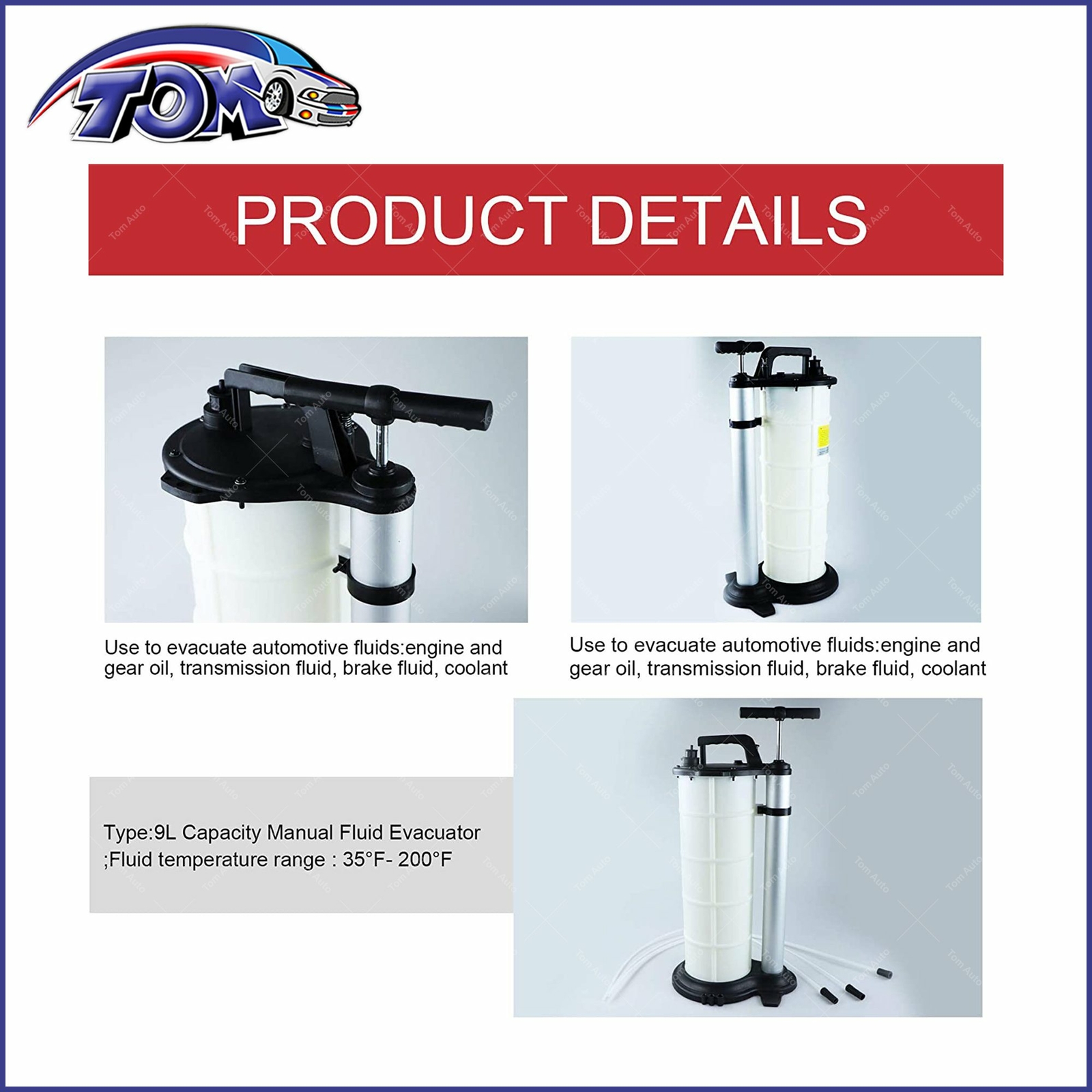 Manual Vacuum Oil Fluid Suction Extractor Changer Petrol Transfer Pump Tank 9L E - Foto 7