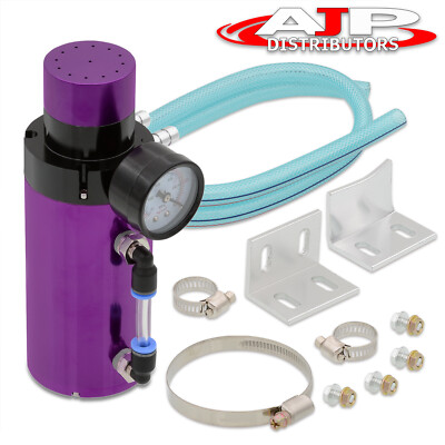 For Honda Diy Alloy Track Drift Non-Baffled Breather + Air Flow Gauge Pur