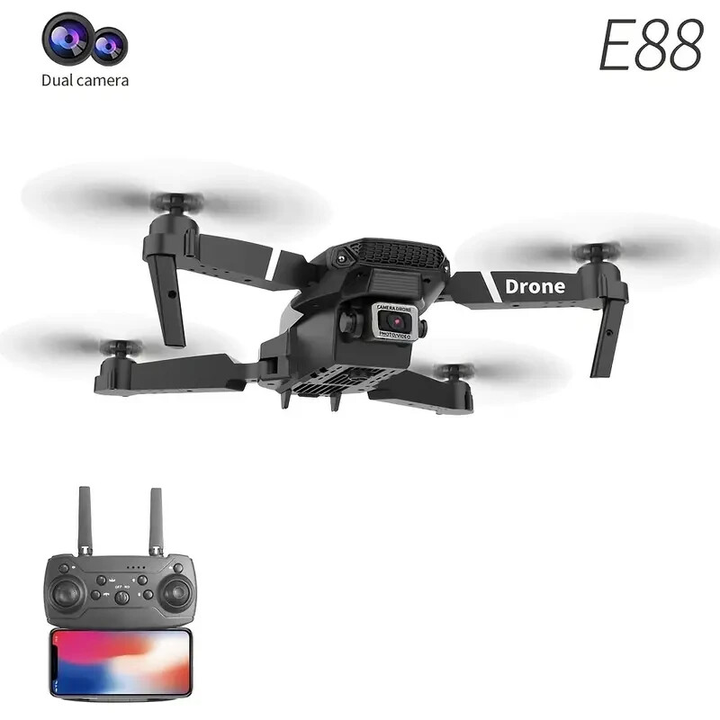 E88Pro Dual Camera Drone:WiFi Connectivity, One-Key Return, HD Aerial Photograph-image