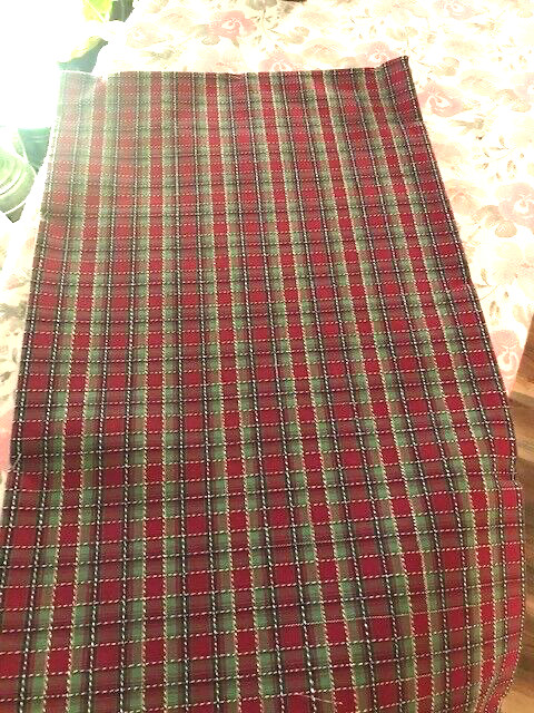 Custom-made w/Longaberger Christmas Holiday Plaid fabric TABLE RUNNER - 13"x 34"
