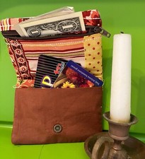 Handmade Zippered Quilted Fabric Wallet Organizer Multicolored